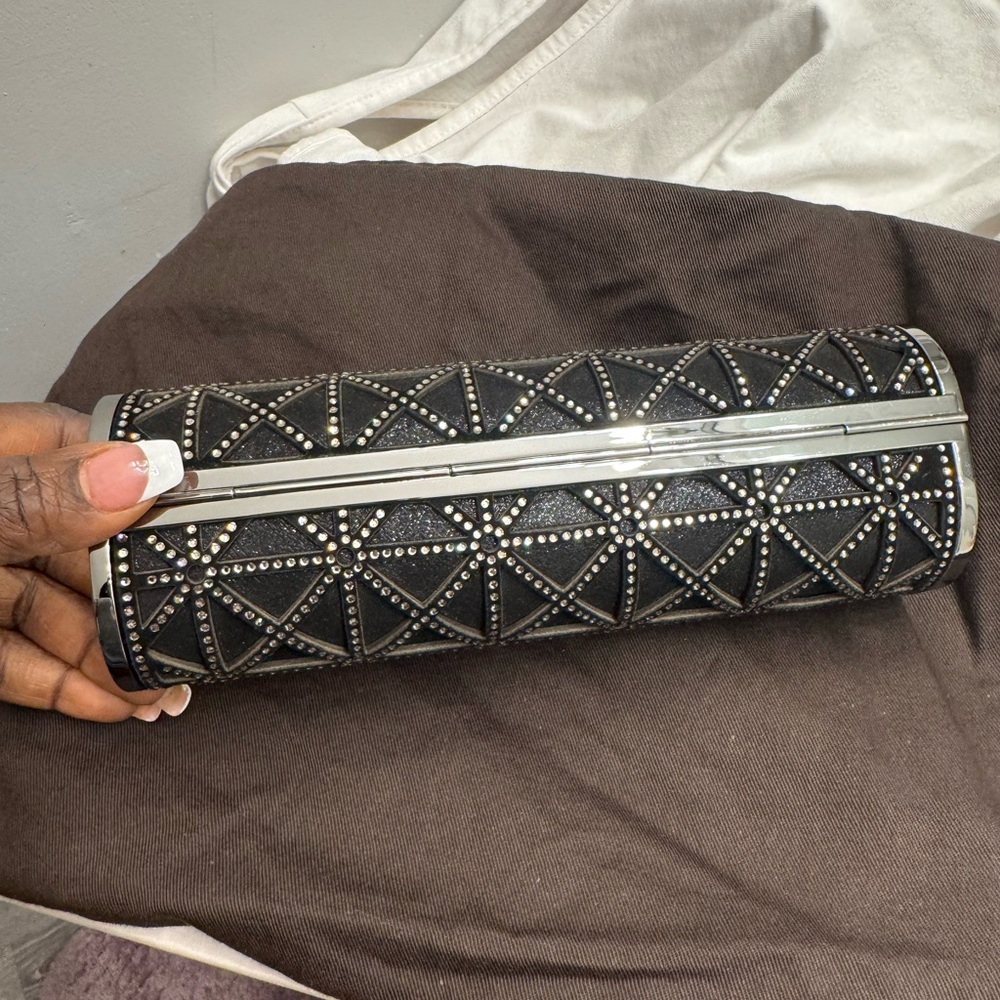 Jimmy Choo black and Silver Studded Clutch